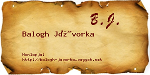 Balogh Jávorka névjegykártya